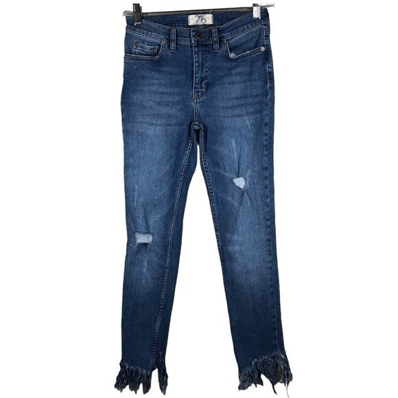 Free People We The Free Great Heights Frayed Skinny Jeans Size 26 - Picture 1 of 11